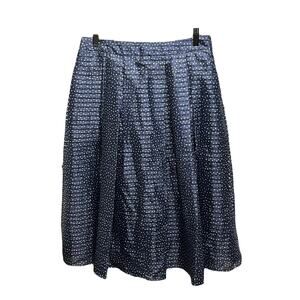 Karl Lagerfeld Women's Blue White Polka Dot A Line Midi Skirt SIZE 6